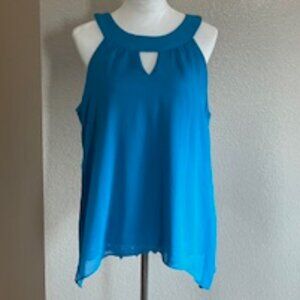 AB Studio,  Large, Teal Blue sleeveless top.